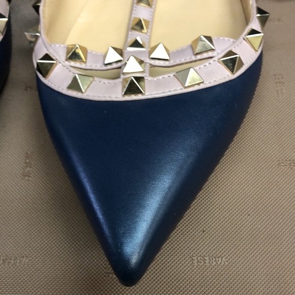 Valentino Garavani women’s rockstud caged navy flats with ankle strap size EU 41 - Picture 6 of 9